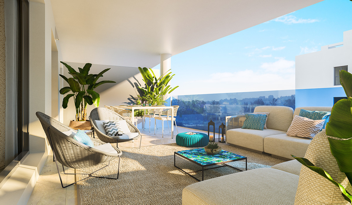 Jardines de Las Lagunas Fase II – Las Lagunas - sunlit terrace with outdoor lounge, dining area, tropical plants and panoramic views