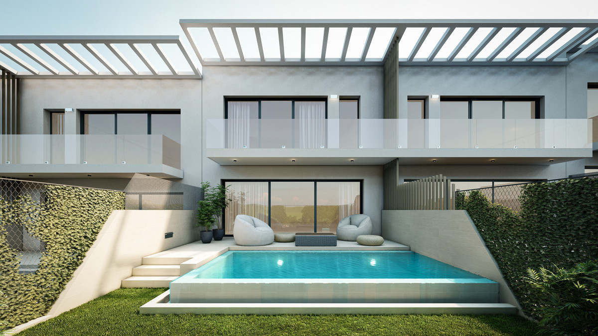 La Cala Valley – La Cala de Mijas - moderne facade med privat pool, terrasse, glasbalkoner og pergola på taget