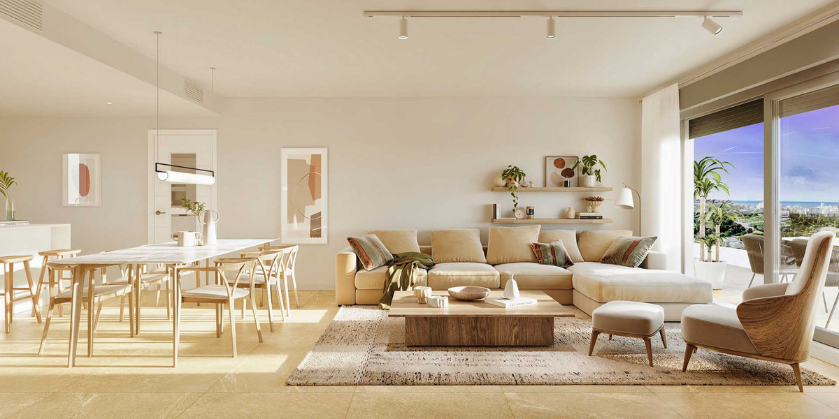 Las Mesas Collection – Estepona - bright open-plan living and dining area with sea views and terrace