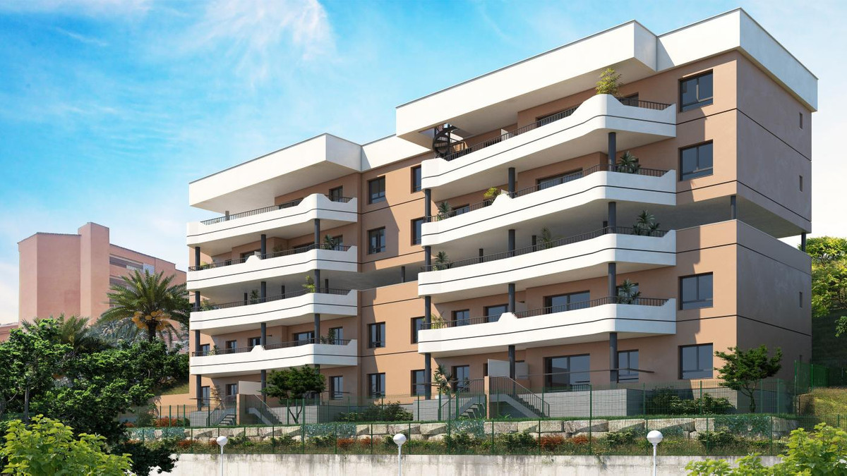 Residencial Sunhill – Los Pacos - moderne facade med hvide balkoner og terrakottafarvet puds, Los Pacos, Málaga