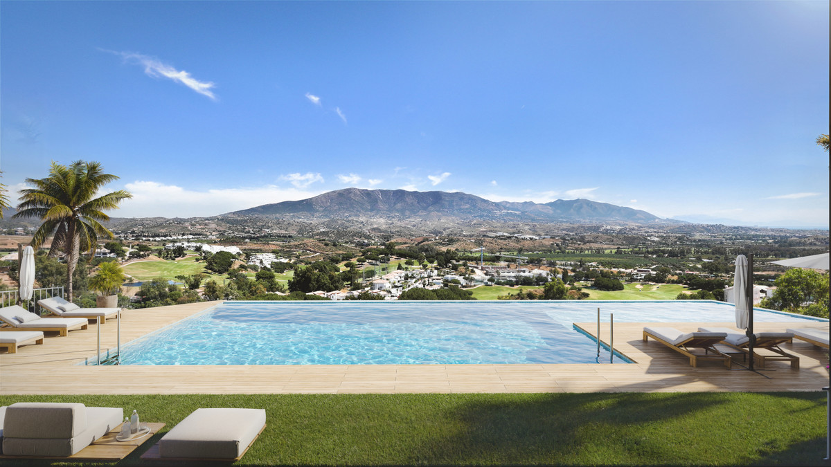 Sunrise Golf Residences – La Cala de Mijas - infinity pool terras met panoramisch uitzicht op golfbaan en bergen