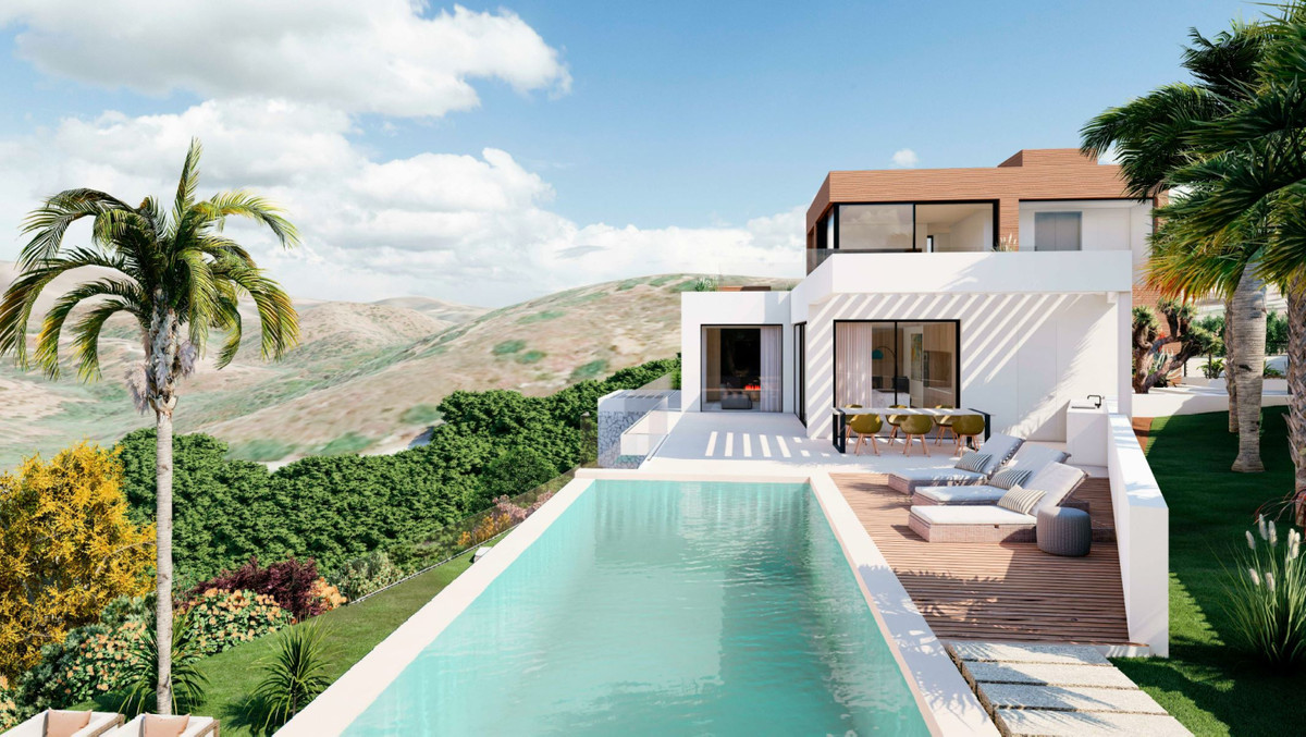 Villa Ana – Artola – weiße Villa mit Infinity-Pool, Holzdeck und Panoramablick auf die Hügel Málagas
