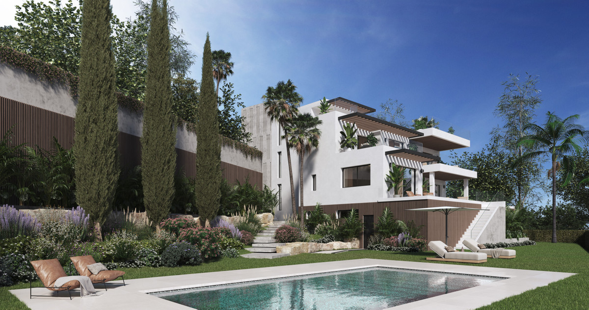 Villa Benalmadena – Benalmadena – Moderne weiße Villa mit privatem Pool, üppigem Garten und Pergola-Terrassen