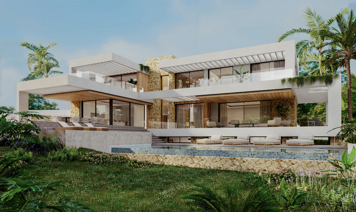 VILLA SELENE Cortesín – Casares - modern luxury villa exterior with infinity pool, terraces and tropical garden