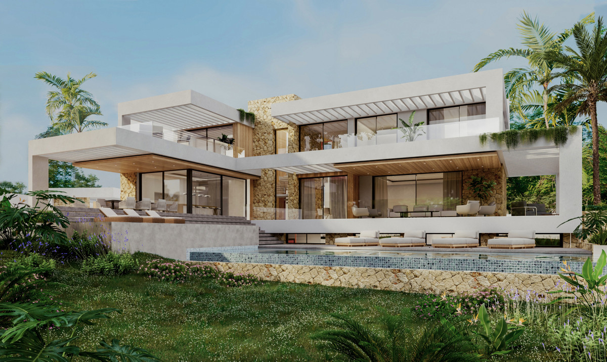 VILLA SELENE Europa Golf – La Cala Golf - modern white luxury villa exterior with infinity pool, terraces and tropical gardens