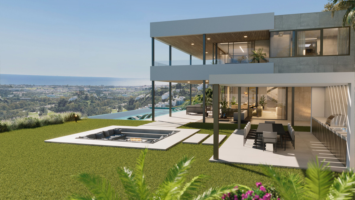Madroñal View – Villa Hope – El Madroñal - modern luxury villa exterior with infinity pool, sunken lounge, and panoramic sea views over the Costa del Sol