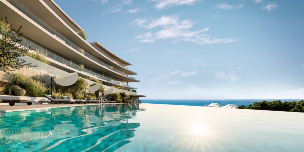 Lighthouse Higuerón Residences – Fuengirola - infinity pool and luxury seafront apartment facade with sea views