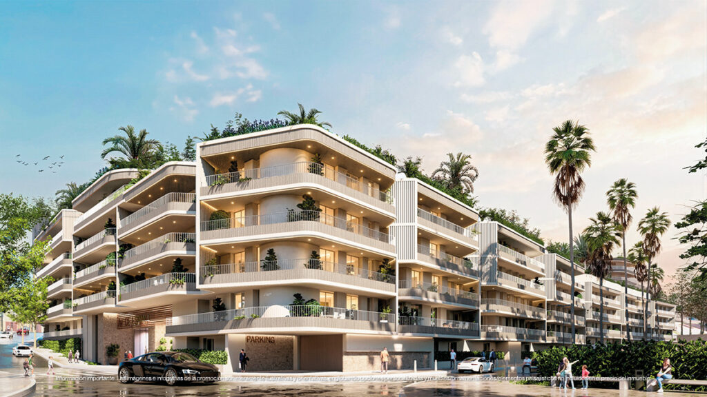 Magna Torremolinos Fase I – Torremolinos - luxury residential exterior with curved balconies, lush greenery, and palm trees on the Costa del Sol