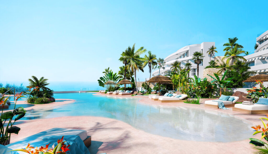 Royal Palms Mijas – FASE IV-1 – La Cala de Mijas - luksuriøs infinity-pool med tropiske haver og havudsigt