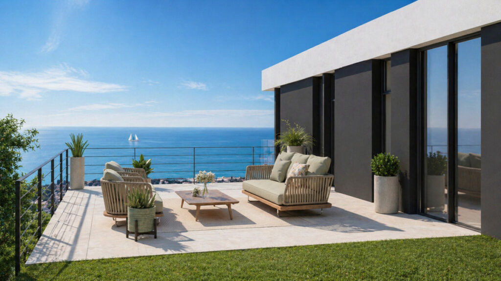 Stupa – Villa Fo Guang Shan – Benalmadena - luxury terrace with outdoor seating and panoramic sea views