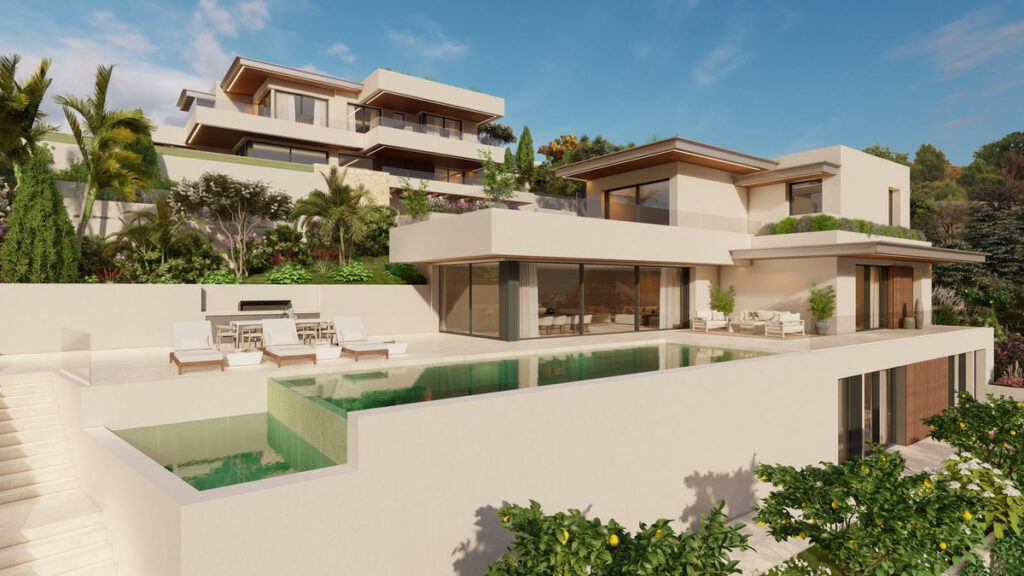 SOLARA I – Altos de los Monteros - luksuriøs fasade med uendelighetsbasseng, solterrasse og moderne flernivåvilla