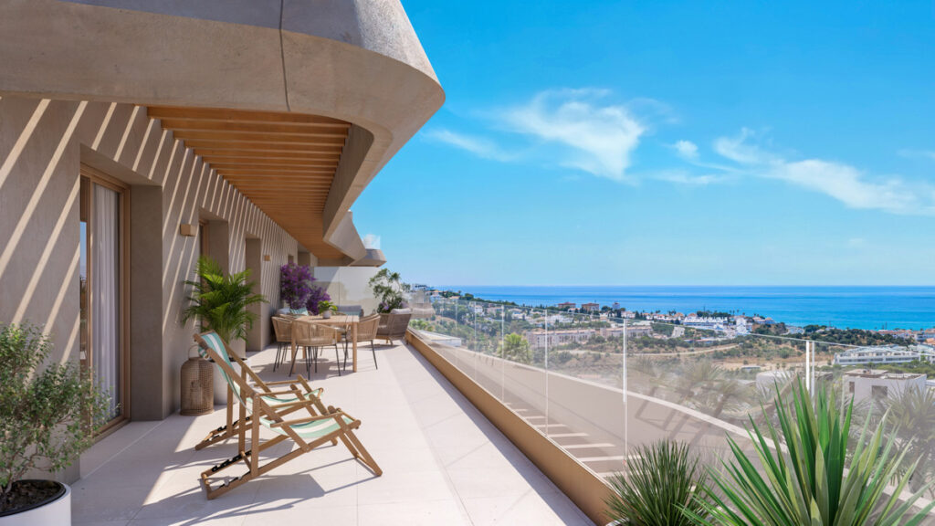 VISSION HILLS I – La Cala de Mijas - luksuriøs terrasse med solstoler, spiseplass og panoramautsikt over Costa del Sol